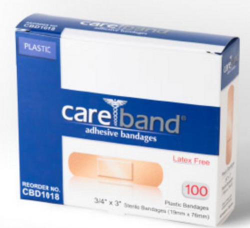 Careband™ Adhesive Bandage, Fabric, 0.75in X 3in Box of 100