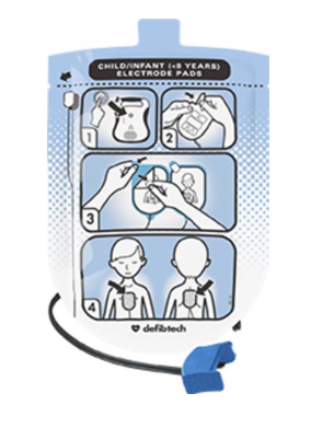 LifeLine™ Pre-Connected Defibrillation Pads, Pediatric, 48in L Cable, Non-polarized