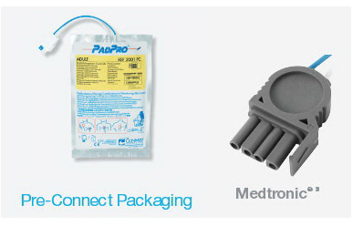 PadPro® Multi-Function Defib Radiotranslucent Electrode Pad with Medtronic Connector, 6in x 4.25in, Adult, Pre-Connect Packaging Case of 10