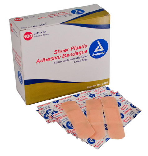 Sheer Strip Adhesive Bandage, Plastic, 1in x 3in